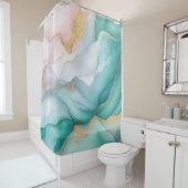 Emerald- und Gold-Marmor Duschvorhang (Beispiel)