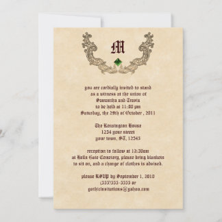 Emerald und Gold Monogram Gothic-Einladung Einladung