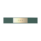 Emerald und Gold Monogram Wedding Einladungsbanderole (Flach)