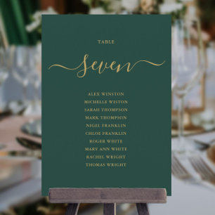 Emerald- und Gold-Schrift-Tischnummer-Sitzplan Einladung