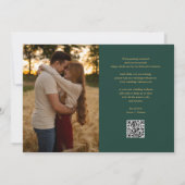 Emerald- und Gold-Script-Foto für Hochzeiten QR-Co Save The Date (Rückseite)