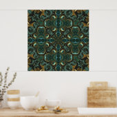 Emerald und Gold Symmetric Abstrakt Mandala Poster (Küche)