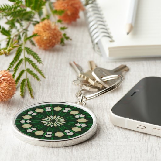 Emerald und Ivory Glass Schlüsselanhänger (Seite)