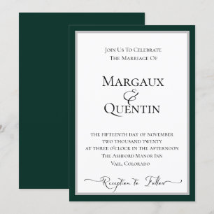 Emerald und Silver Frame Wedding Einladung