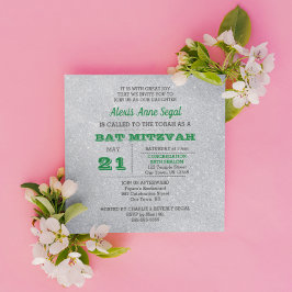 Emerald und Silver Glitzer Glam Bat Mitzvah Einladung
