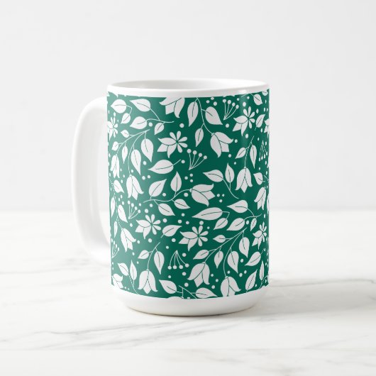 Emerald und White Floral Tasse (Vorderseite Links)