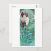 Emerald (Vier Juwelen), Alphonse Mucha Postkarte (Vorne/Hinten)
