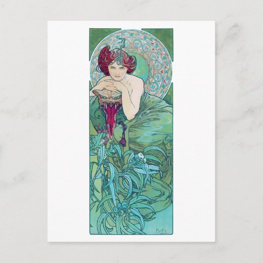 Emerald (Vier Juwelen), Alphonse Mucha Postkarte (Vorderseite)