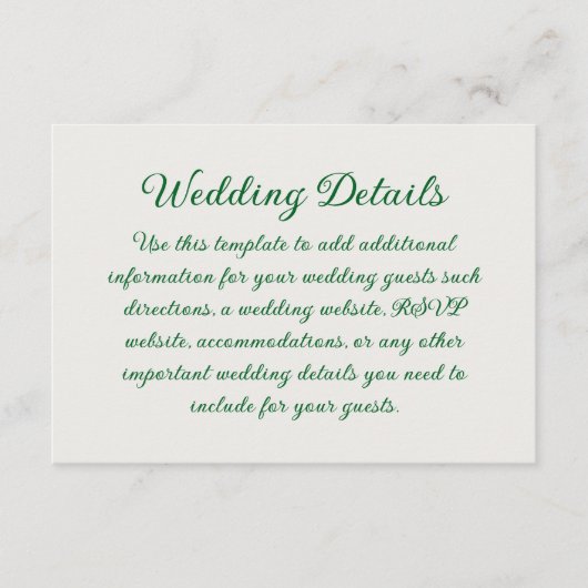 Emerald Vine Wedding Begleitkarte (Vorderseite)