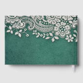 Emerald Vintage Spitzen rustikales Gästebuch (Rückseite)