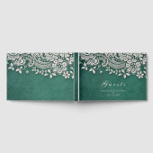 Emerald Vintage Spitzen rustikales Gästebuch (Voll)