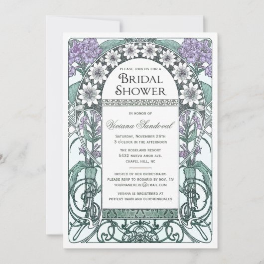 Emerald Violet Garden Bridal Dusche Einladungen (Vorderseite)