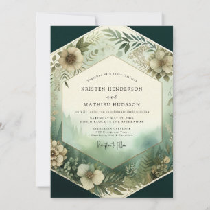 Emerald-Wald-Blütenhochzeit Einladung
