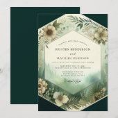 Emerald-Wald-Blütenhochzeit Einladung (Vorne/Hinten)