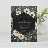 Emerald-Wald-Blütenhochzeit Einladung (Stehend Vorderseite)