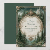 Emerald-Wald-Schloss-Hochzeit Einladung (Vorne/Hinten)