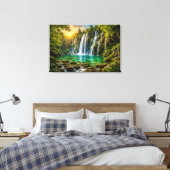 Emerald Wasserfall-Paradies Leinwanddruck (Insitu (Schlafzimmer))