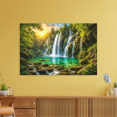 Emerald Wasserfall-Paradies Leinwanddruck (Insitu (Wohnzimmer))