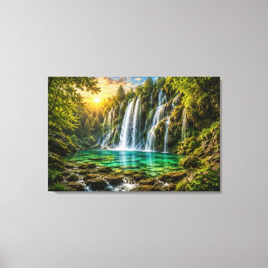 Emerald Wasserfall-Paradies Leinwanddruck (Vorderseite)