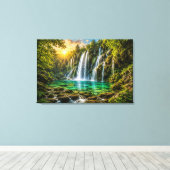 Emerald Wasserfall-Paradies Leinwanddruck (Insitu (Holzboden))