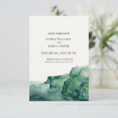 Emerald-Wasserfarben-Hochzeit Save The Date (Stehend Vorderseite)