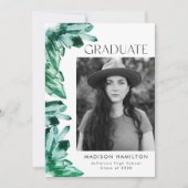 Emerald Watercolor Crystal Foto Graduation Party Einladung (Vorderseite)
