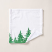 Emerald Watercolor Evergreen Trees Badhandtuch Set (Waschlappen)