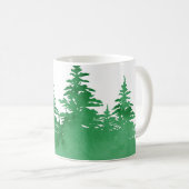Emerald Watercolor Evergreen Trees Kaffeetasse (VorderseiteRechts)