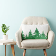 Emerald Watercolor Evergreen Trees