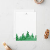 Emerald Watercolor Evergreen Trees Mitteilungskarte (Vorderseite/Rückseite Beispiel)