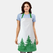 Emerald Watercolor Evergreen Trees Schürze (Getragen)