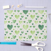 Emerald Watercolor Hearts & Gold Leaf Seidenpapier (Handwerk)