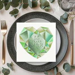 Emerald Watercolor Herz 55. Hochzeitstag Serviette
