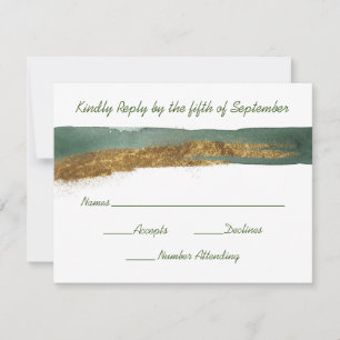Emerald Watercolor mit Gold Reply Card