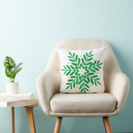 Emerald Watercolor Snowflake Kissen