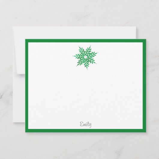 Emerald Watercolor Snowflake Mitteilungskarte (Vorderseite)