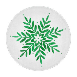 Emerald Watercolor Snowflake Schneidebrett