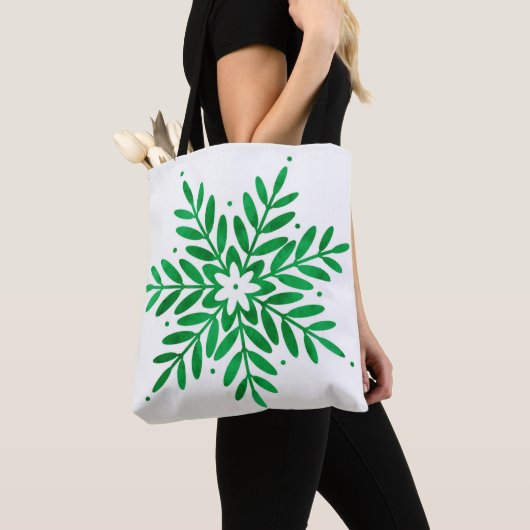 Emerald Watercolor Snowflake Tasche (Von Nahem)