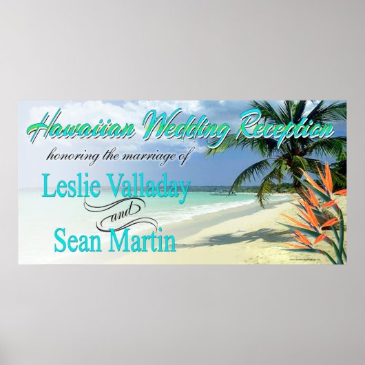 Emerald Waters Hawaiian Luau Hochzeitsempfang Poster (Vorne)