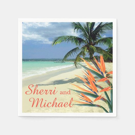 EMERALD WATERS Tropical Beach Wedding Serviette (Vorderseite)