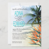 Emerald Watts Tropical Beach| Aqua FELT Einladung (Vorderseite)