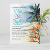 Emerald Watts Tropical Beach| Aqua FELT Einladung (Stehend Vorderseite)