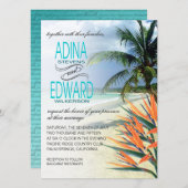 Emerald Watts Tropical Beach| Aqua FELT Einladung (Vorne/Hinten)