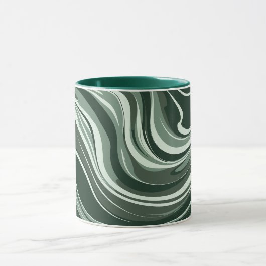 Emerald Waves Abstract Design Tasse (Zentrum)
