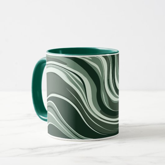 Emerald Waves Abstract Design Tasse (Vorderseite Links)
