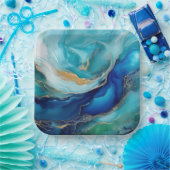 Emerald Waves: Eine Symphonie in Blau und Grün Pappteller (Party)