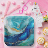 Emerald Waves: Eine Symphonie in Blau und Grün Pappteller (Party)