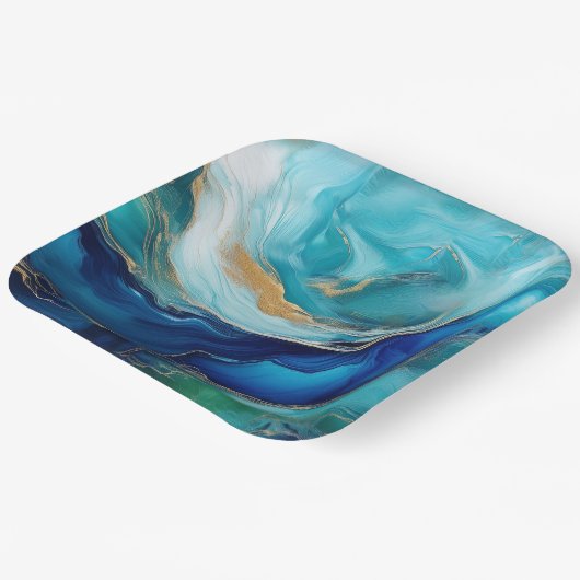 Emerald Waves: Eine Symphonie in Blau und Grün Pappteller (Gewinkelt)