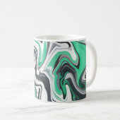 Emerald Waves in Abstrakter Fluid Art Kaffeetasse (VorderseiteRechts)