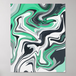 Emerald Waves in Abstrakter Fluid Art Poster